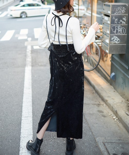 セール】ホルターネックベロアキャミワンピース（ワンピース