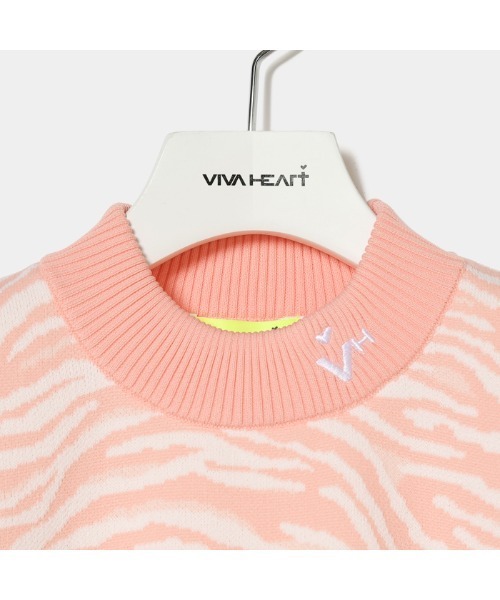 VIVA HEART（ビバハート）の「【VIVA HEART/GOLF】ゼブラ柄JQ半袖ニット（ニット/セーター・レディース・ライム/ブラック/ライトピンク・40/42/38）」の10枚目の写真