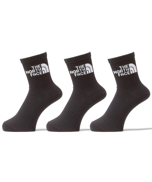 THE NORTH FACE(ザノースフェイス)の「THE NORTH FACE TNF Jacquard Logo 3P Crew / ザ・ノース・フェイス TNF ジャカード ロゴ 3P クルー(ソックス/靴下・メンズ・ブラック/ホワイト・S/L/M)」の1枚目の写真