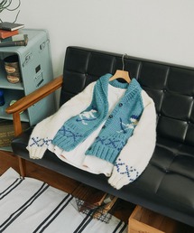 ネパール手編み スキーヤーインターシャカーディガン