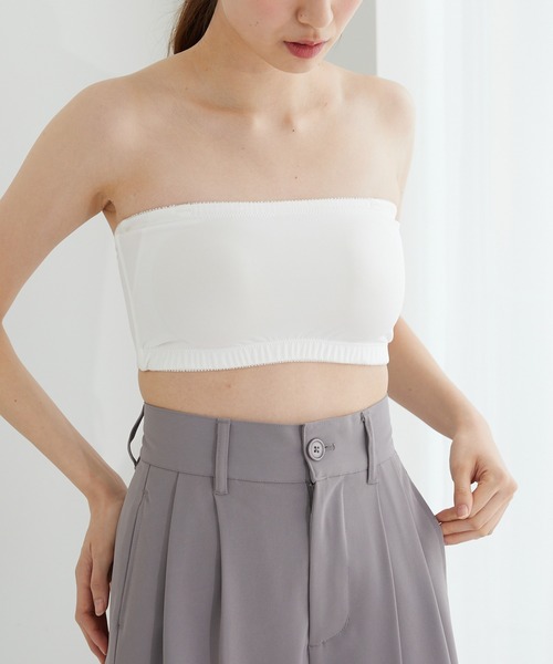 YU'NOW（ユナウ）の「シンプルチューブブラ（チューブトップ・レディース・オフホワイト/ブラック/ベージュ・M/L）」の2枚目の写真