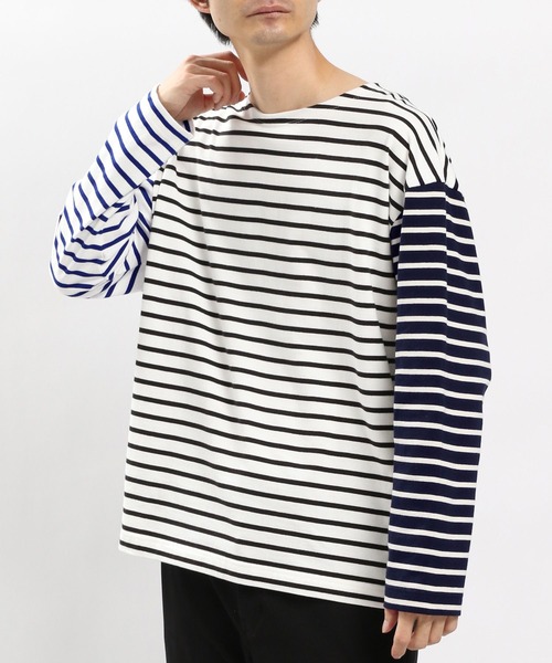 GLOBAL WORK Smile Seed Store(グローバルワーク スマイルシードストア)の「コットンボーダーTシャツ長袖/984095(Tシャツ/カットソー・メンズ・ブルー系その他/その他/グレー系その他・SMALL/LARGE/X-LARGE/MEDIUM)」の3枚目の写真