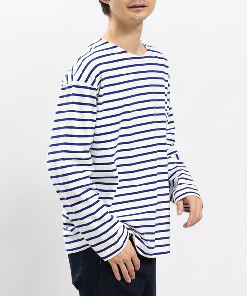 GLOBAL WORK Smile Seed Store(グローバルワーク スマイルシードストア)の「コットンボーダーTシャツ長袖/984095(Tシャツ/カットソー・メンズ・ブルー系その他/その他/グレー系その他・SMALL/LARGE/X-LARGE/MEDIUM)」の15枚目の写真