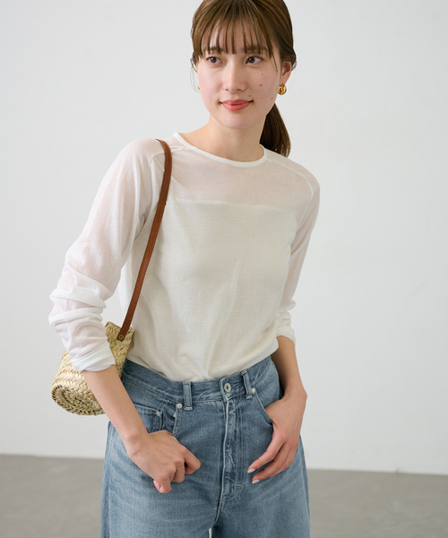 FRAMeWORK（フレームワーク）の「JANE SMITH/ジェーンスミス　SHEER BACK OPEN PULLOVER（Tシャツ/カットソー・レディース・ベージュ/ホワイト・FREE）」の22枚目の写真