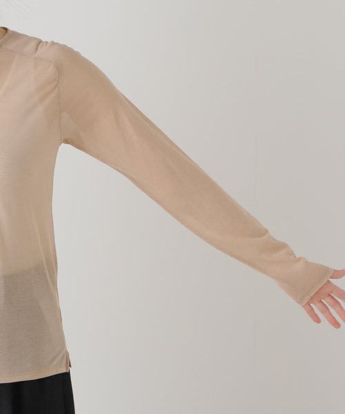 FRAMeWORK（フレームワーク）の「JANE SMITH/ジェーンスミス　SHEER BACK OPEN PULLOVER（Tシャツ/カットソー・レディース・ベージュ/ホワイト・FREE）」の9枚目の写真