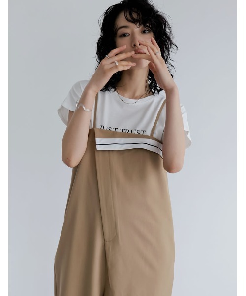 Re:EDIT（リエディ）の「[神山まりあさん着用][2024SS COLLECTION][低身長/高身長サイズ有]ツイルマーベルトデザインキャミサロペット（サロペット/オーバーオール・レディース・ベージュ/ブラック/グレー・SHORT/MEDIUM/TALL/LARGE）」の11枚目の写真