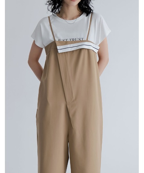 Re:EDIT（リエディ）の「[神山まりあさん着用][2024SS COLLECTION][低身長/高身長サイズ有]ツイルマーベルトデザインキャミサロペット（サロペット/オーバーオール・レディース・ベージュ/ブラック/グレー・SHORT/MEDIUM/TALL/LARGE）」の16枚目の写真