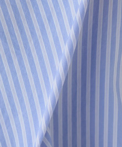 セール】ポプリンストライプ スタンドカラーシャツ（シャツ/ブラウス