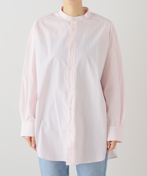 ジャーナルスタンダード ラックス JOURNAL STANDARD LUXE ポプリンストライプ スタンドカラーシャツ 長袖 F 黄 イエロー JOURNAL STANDARD LUXE シャツ ブラウス ポプリンストライプ