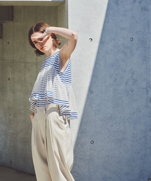 Unitage（ユニテージ）の「チュールボリュームTEE（Tシャツ/カットソー・レディース・ネイビー/Cream/ブルー・FREE）」の12枚目の写真