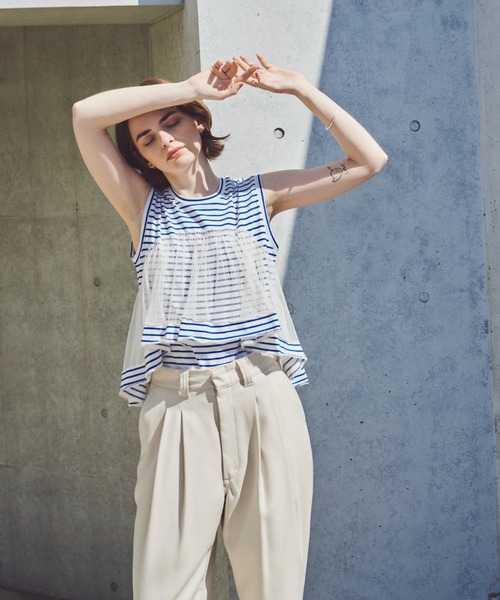 Unitage（ユニテージ）の「チュールボリュームTEE（Tシャツ/カットソー・レディース・ネイビー/Cream/ブルー・FREE）」の10枚目の写真