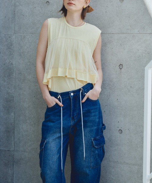 Unitage（ユニテージ）の「チュールボリュームTEE（Tシャツ/カットソー・レディース・ネイビー/Cream/ブルー・FREE）」の22枚目の写真