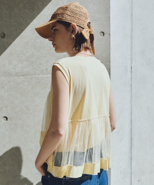 Unitage（ユニテージ）の「チュールボリュームTEE（Tシャツ/カットソー・レディース・ネイビー/Cream/ブルー・FREE）」の20枚目の写真