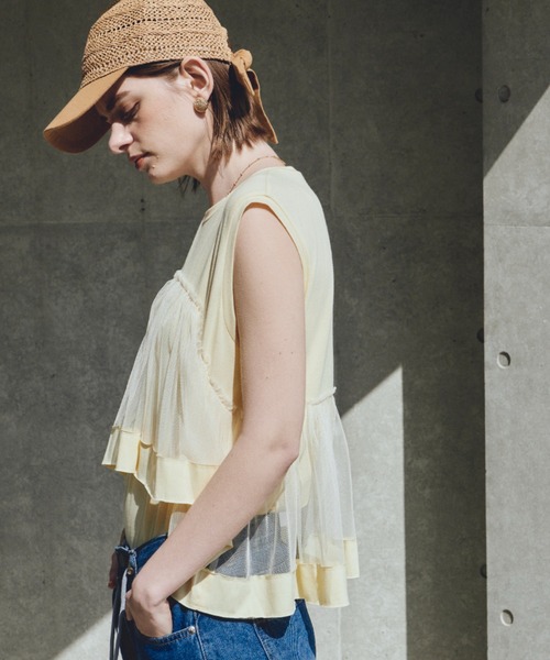 Unitage（ユニテージ）の「チュールボリュームTEE（Tシャツ/カットソー・レディース・ネイビー/Cream/ブルー・FREE）」の18枚目の写真