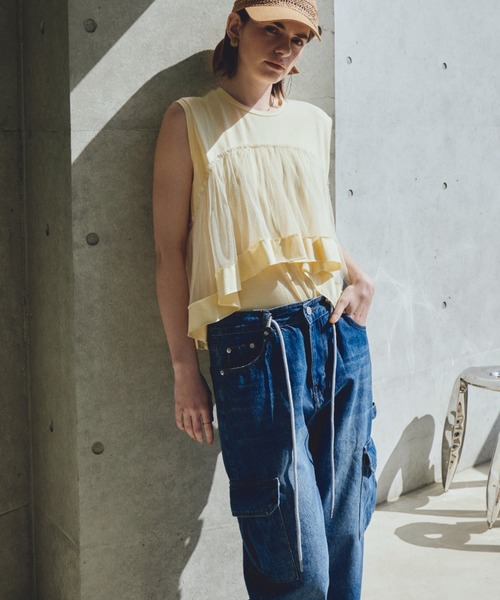 Unitage（ユニテージ）の「チュールボリュームTEE（Tシャツ/カットソー・レディース・ネイビー/Cream/ブルー・FREE）」の21枚目の写真