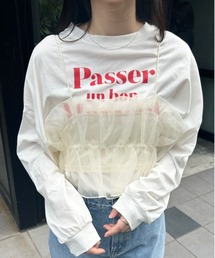 [mline]ロゴ切替ロングTシャツ