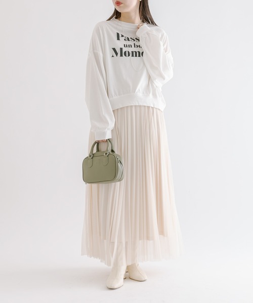 mline（エムライン）の「[mline]ロゴ切替ロングTシャツ（Tシャツ/カットソー・レディース・オフホワイト/レッド・FREE）」の10枚目の写真