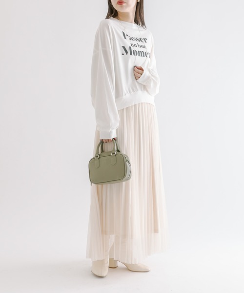 mline（エムライン）の「[mline]ロゴ切替ロングTシャツ（Tシャツ/カットソー・レディース・オフホワイト/レッド・FREE）」の9枚目の写真