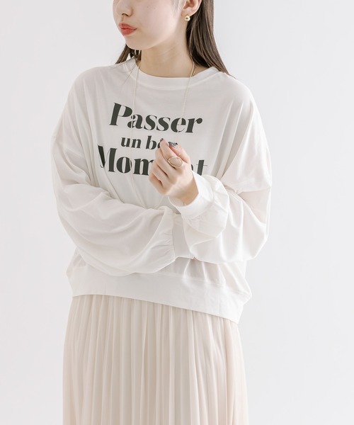 mline（エムライン）の「[mline]ロゴ切替ロングTシャツ（Tシャツ/カットソー・レディース・オフホワイト/レッド・FREE）」の12枚目の写真