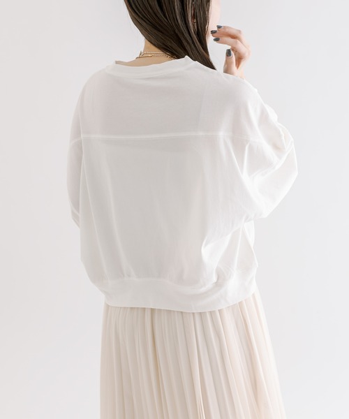 mline（エムライン）の「[mline]ロゴ切替ロングTシャツ（Tシャツ/カットソー・レディース・オフホワイト/レッド・FREE）」の11枚目の写真