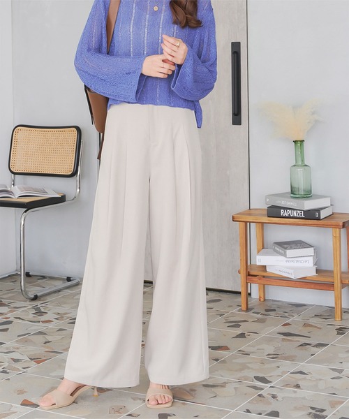 KOBE LETTUCE（コウベレタス）の「カラーストレートワイドタックパンツ（その他パンツ・レディース・ピンク/ライトグレー系/ミント/ラベンダー・TM/PM/M）」の6枚目の写真