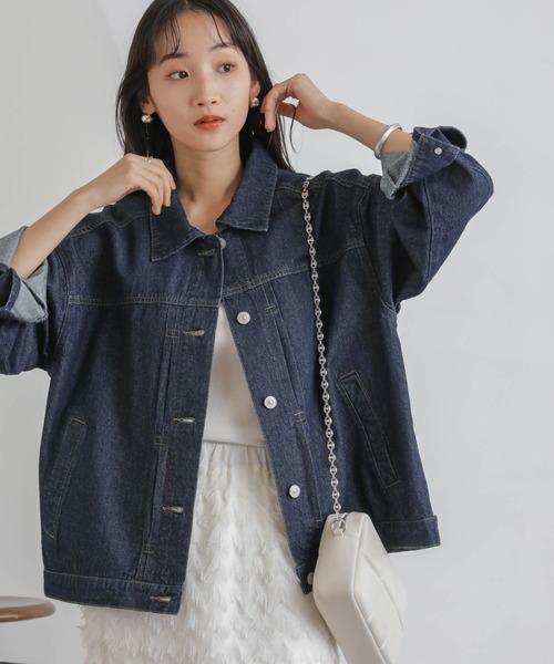 NANO universe（ナノユニバース）の「デニムブルゾン（ブルゾン・レディース・ネイビー/ブルー・FREE）」の2枚目の写真
