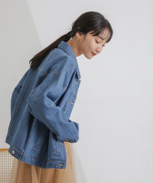 NANO universe（ナノユニバース）の「デニムブルゾン（ブルゾン・レディース・ネイビー/ブルー・FREE）」の4枚目の写真