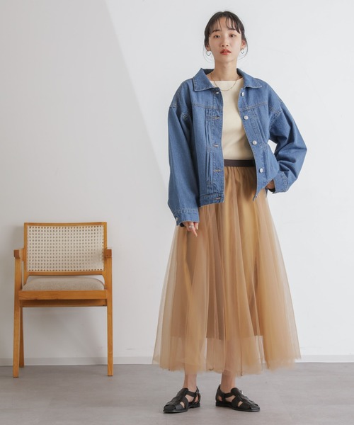 NANO universe（ナノユニバース）の「デニムブルゾン（ブルゾン・レディース・ネイビー/ブルー・FREE）」の6枚目の写真