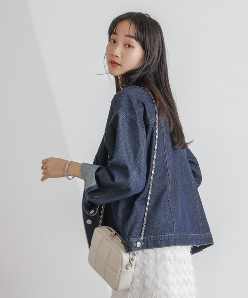 NANO universe（ナノユニバース）の「デニムブルゾン（ブルゾン・レディース・ネイビー/ブルー・FREE）」の11枚目の写真