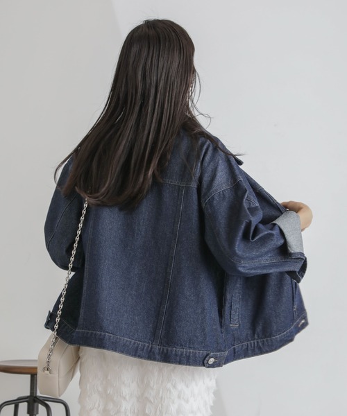 NANO universe（ナノユニバース）の「デニムブルゾン（ブルゾン・レディース・ネイビー/ブルー・FREE）」の12枚目の写真