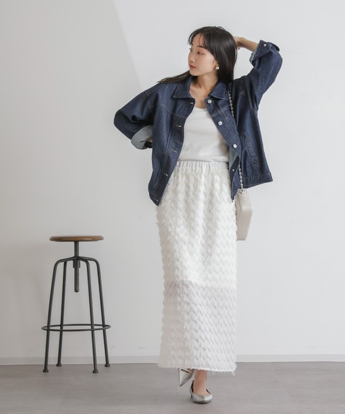 NANO universe（ナノユニバース）の「デニムブルゾン（ブルゾン・レディース・ネイビー/ブルー・FREE）」の14枚目の写真