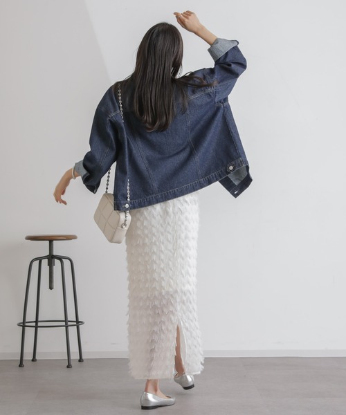 NANO universe（ナノユニバース）の「デニムブルゾン（ブルゾン・レディース・ネイビー/ブルー・FREE）」の15枚目の写真
