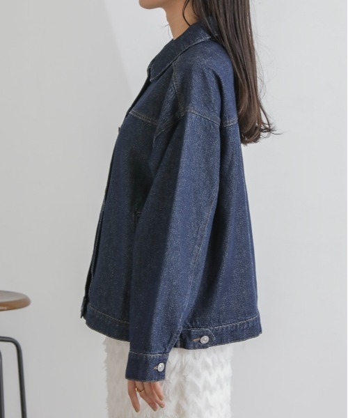NANO universe（ナノユニバース）の「デニムブルゾン（ブルゾン・レディース・ネイビー/ブルー・FREE）」の18枚目の写真