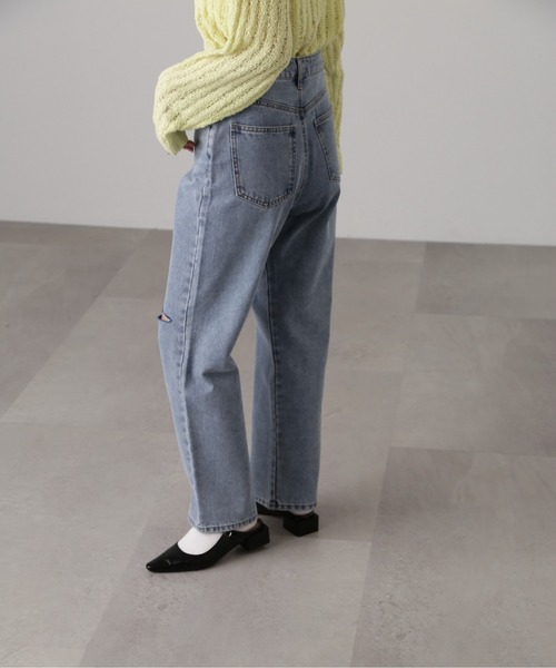 FREE'S MART（フリーズマート）の「[低身長サイズ/Sシリーズ]ニーカットストレートデニム（デニムパンツ・レディース・ブラック系その他/ケミカルウォッシュ・X-SMALL/SMALL/MEDIUM）」の20枚目の写真
