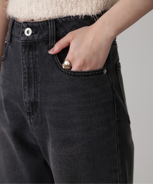 FREE'S MART（フリーズマート）の「[低身長サイズ/Sシリーズ]ニーカットストレートデニム（デニムパンツ・レディース・ブラック系その他/ケミカルウォッシュ・X-SMALL/SMALL/MEDIUM）」の11枚目の写真