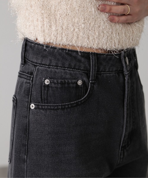 FREE'S MART（フリーズマート）の「[低身長サイズ/Sシリーズ]ニーカットストレートデニム（デニムパンツ・レディース・ブラック系その他/ケミカルウォッシュ・X-SMALL/SMALL/MEDIUM）」の12枚目の写真