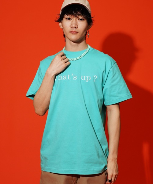 EF DOM TO DO（イーエフダムトゥードゥー）の「Whats up? グラフィック Tシャツ 半袖 プリント ショートスリーブTEE（Tシャツ/カットソー・メンズ・ホワイト/ターコイズブルー・LARGE/XX-LARGE/X-LARGE）」の2枚目の写真