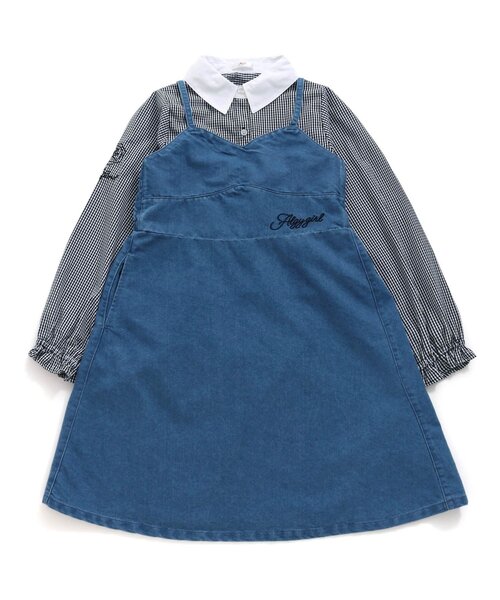 algy（アルジー）の「シャツ&キャミワンピセット（ワンピース・キッズ・ブラック/インディゴブルー/ベージュ・SMALL/MEDIUM/X-SMALL/XX-SMALL）」の3枚目の写真