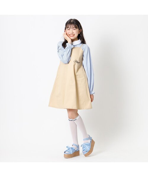 algy（アルジー）の「シャツ&キャミワンピセット（ワンピース・キッズ・ブラック/インディゴブルー/ベージュ・SMALL/MEDIUM/X-SMALL/XX-SMALL）」の4枚目の写真