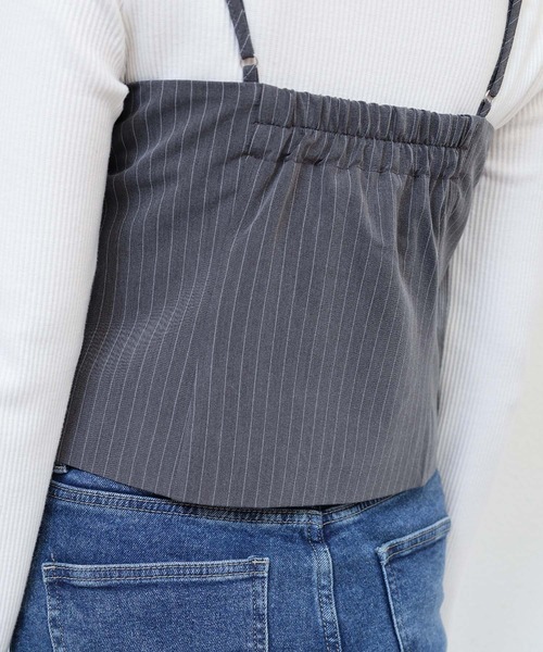 セール】無地/ ストライプダブルジップビスチェキャミソール