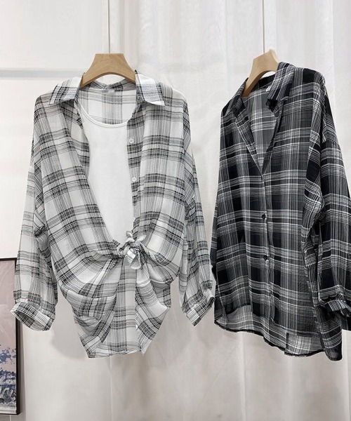 Miniministore(ミニミニストア)の「チェック柄 カーディガン レディース(シャツ/ブラウス・レディース・ホワイト/ブラック・FREE)」の19枚目の写真
