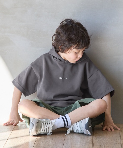 GLOBAL WORK（グローバルワーク）の「ライトクッションCOOL/パーカー半袖/994151（パーカー・キッズ・ライトグレー/チャコール・120cm/130cm/140cm/150cm/160cm/170cm）」の10枚目の写真
