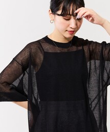 FREAK'S STORE | 限定展開　ハンドウォッシャブル リネンミックス シアー 半袖TEE（シアーニット）(ニット/セーター)