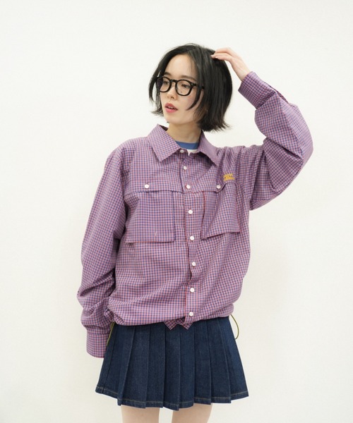 common gull products ドローコードチェックシャツ アイボリー common gull products ドローコードチェックシャツ アイボリー