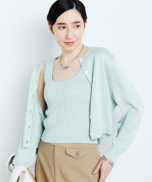 NOLLEY’S(ノーリーズ)の「《アンサンブル対応》ブリリーノラメビスチェ(タンクトップ・レディース・ゴールド/サックスブルー/チャコールグレー・38)」の11枚目の写真