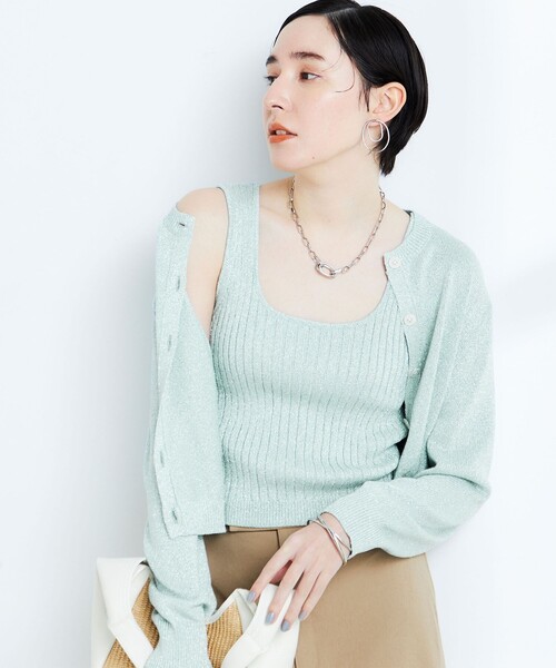 NOLLEY’S(ノーリーズ)の「《アンサンブル対応》ブリリーノラメビスチェ(タンクトップ・レディース・ゴールド/サックスブルー/チャコールグレー・38)」の13枚目の写真
