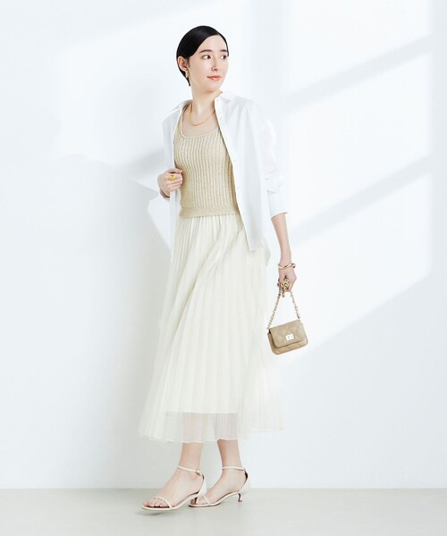 NOLLEY’S(ノーリーズ)の「《アンサンブル対応》ブリリーノラメビスチェ(タンクトップ・レディース・ゴールド/サックスブルー/チャコールグレー・38)」の21枚目の写真