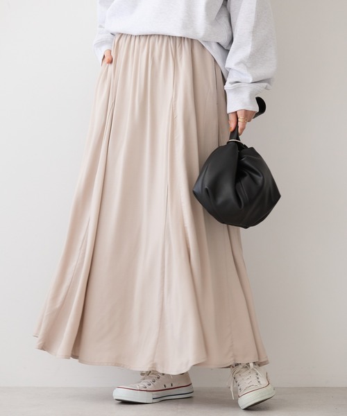 AMERICAN HOLIC（アメリカンホリック）の「サラックールギャザースカート（スカート・レディース・レオパード/ドット/その他9/チャコールグレー/ブルーグリーン/グレイッシュベージュ・L/M）」の3枚目の写真