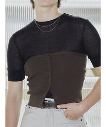 VEQUM(VEQUM)́yVEQUMzRIB BUTTON BARE TOP(`[ugbv)