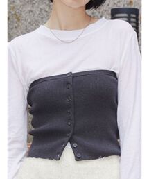 VEQUM | 【VEQUM】RIB BUTTON BARE TOP(チューブトップ)